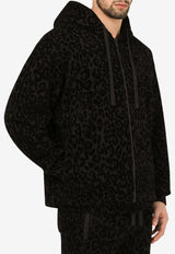 Dolce & Gabbana Leopard Print Cotton Hooded Sweatshirt Black G9VG3Z G7YTH N0000