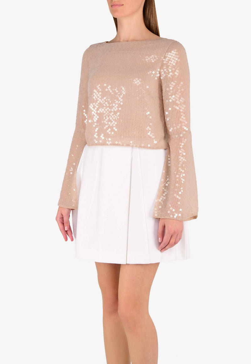 Bell Sleeved Sequined Top