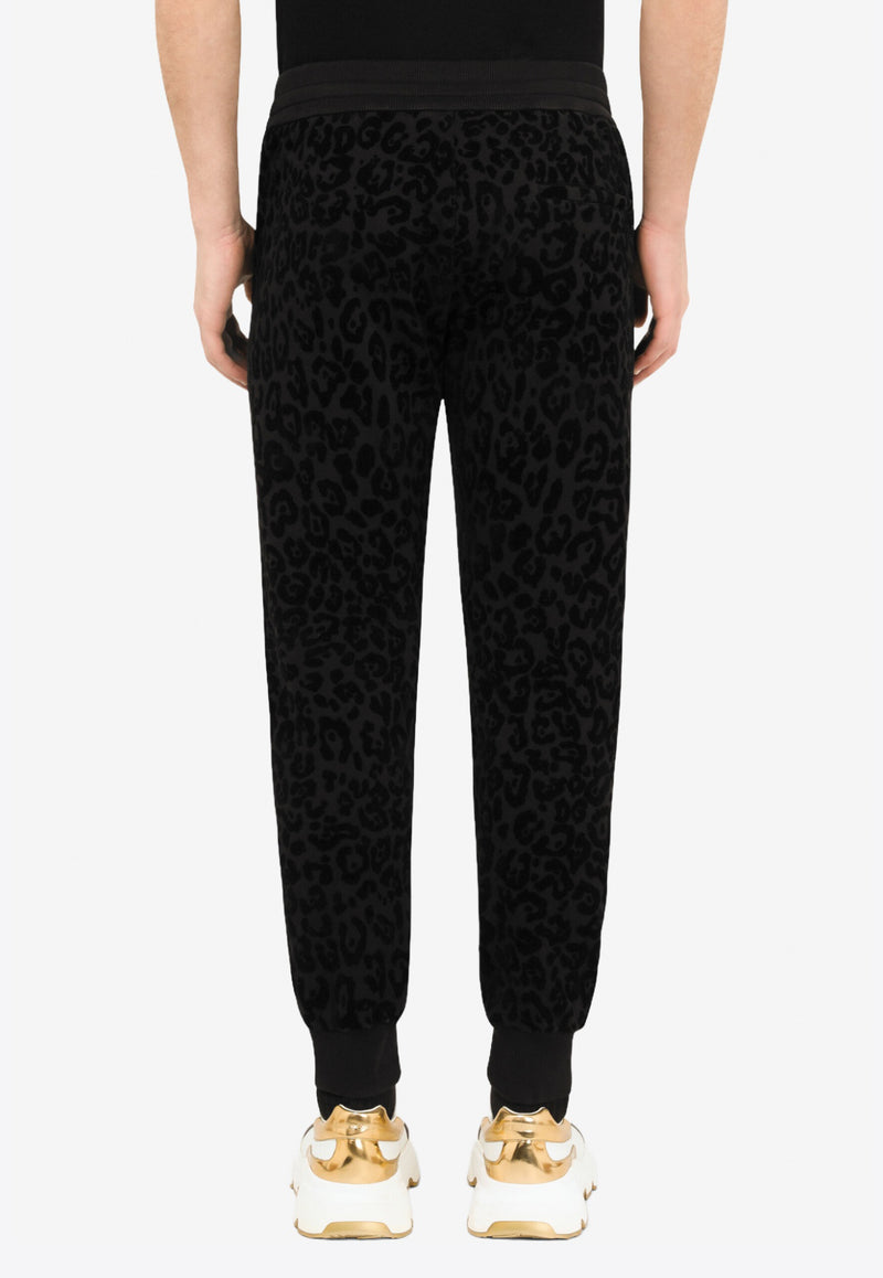 Dolce & Gabbana Leopard Print Cotton Track Pants Black GWJYAZ G7YTH N0000
