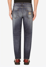 Dolce & Gabbana Straight-Leg Cotton Ripped Jeans Grey GWNFCD G8ED8 S9001