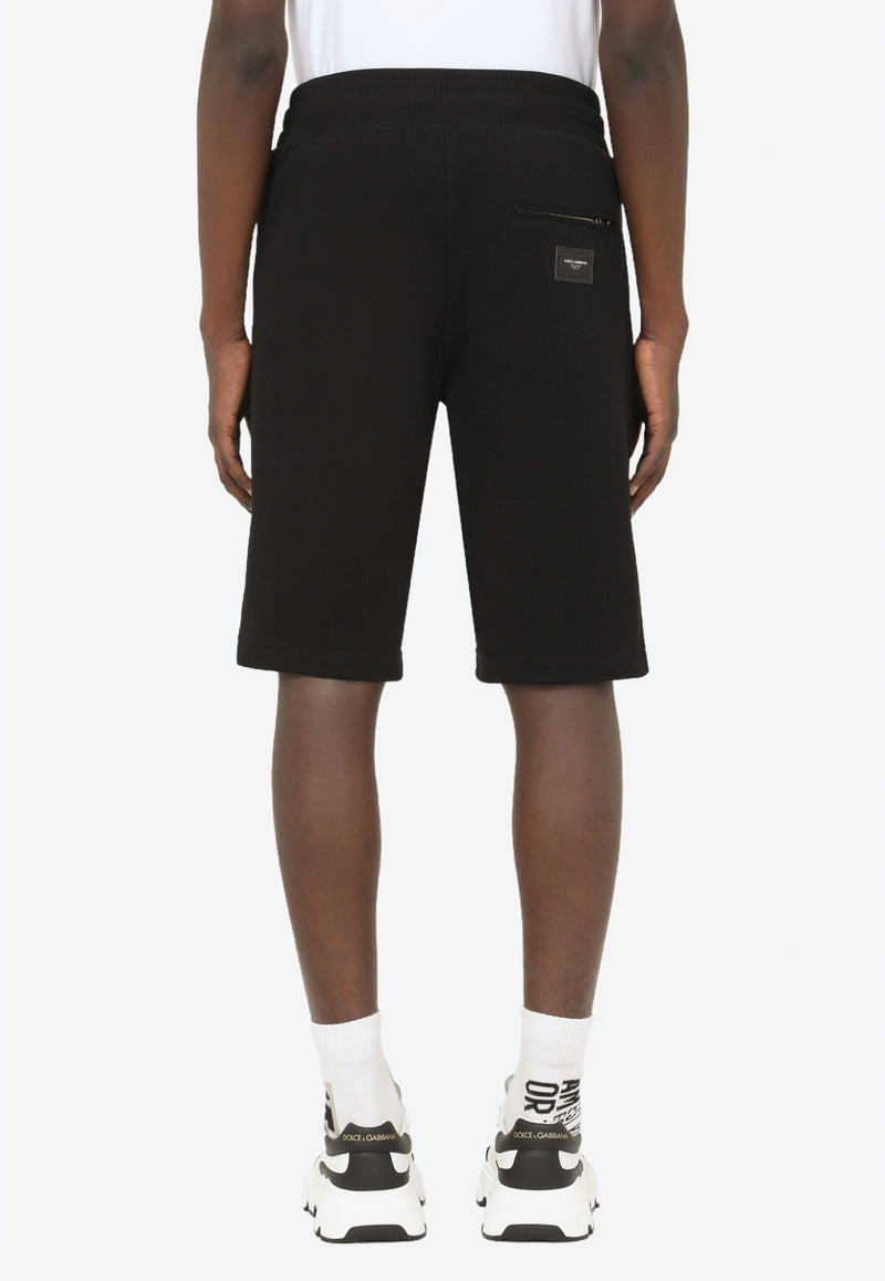 Dolce & Gabbana Logo Plate Cotton Bermuda Shorts Black GYWCAT FU7DU N0000