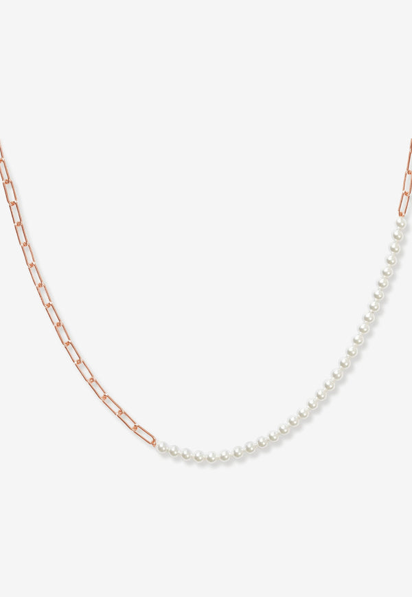 Adornmonde Harper Pearl Chain Necklace Rose Gold ADM158RG
