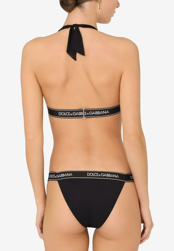 Dolce & Gabbana Black Logo Halterneck Bikini Set in Technical Fabric O8A85J FUGA2 N0000