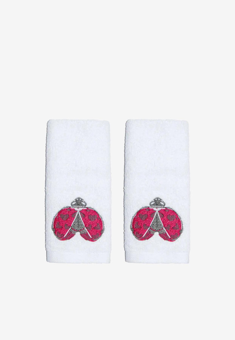 Stitch Jo Lady Bug Face Towels - Set of 2 White