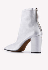 Metallic Leather Pointed Ankle Boots
