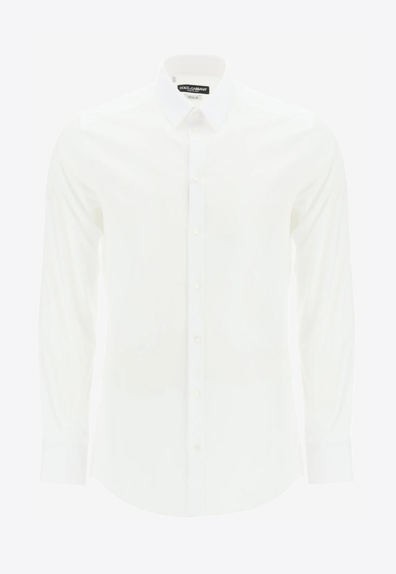 Dolce & Gabbana White Slim Fit Long-Sleeved Shirt in Stretch Cotton G5EJ0T FUEEE W0800