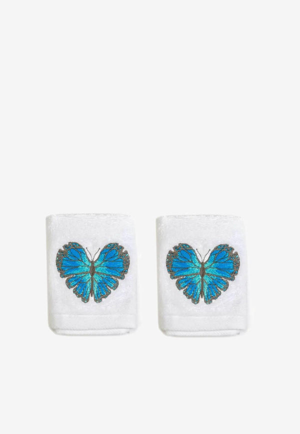 Stitch Jo Butterfly Hand Towels - Set of 2 White