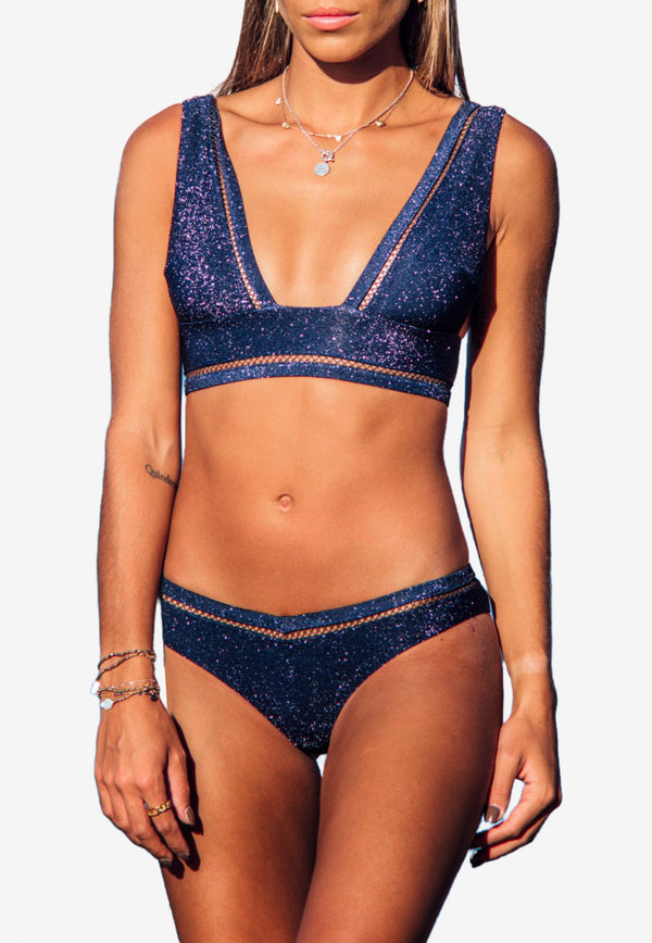 Les Canebiers Tambourinaires Bikini with Shiny Details in Navy Tambourinaires-Navy