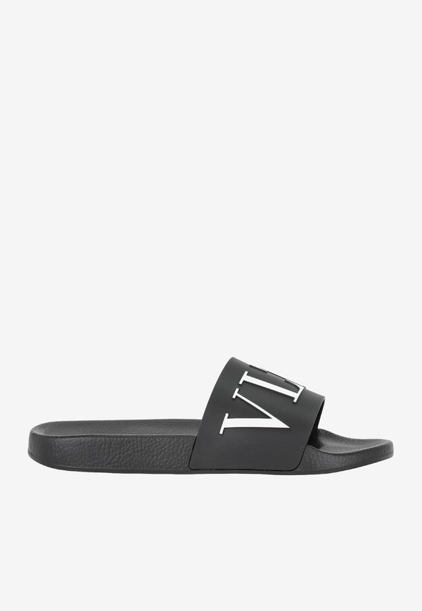 Valentino Black VLTN Embossed Slider Sandals WY2S0873SYE 0NI